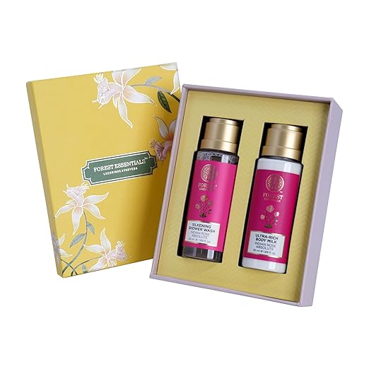 Forest Essentials Indian Rose Body Care Duo Gift Box 100ml (Body Lotion + Body Wash)