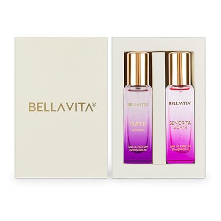 BELLAVITA Date & Senorita Woman | Long Lasting Perfume for Women | EDP 2x20ml | Jasmine, Vanilla, Lotus & Musk | Floral, Fruity and Woody Premium Fragrance Scent