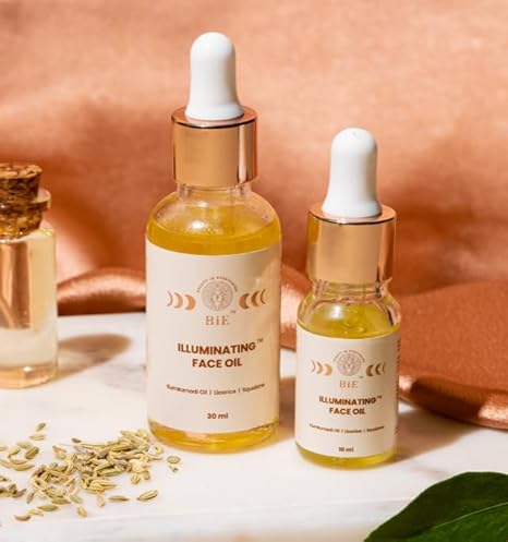  BiE (BEAUTY IN EVERYTHING) Illuminating Face Oil With Squalane & Kumkumadi For Instant Glow & Radiance|For Dry, Combination, Sensitive Skin|Face Oil For Men & Women| No Added Fragrance| 30Ml