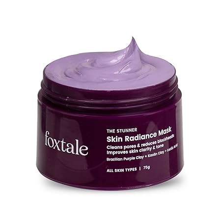 Foxtale De-Tan Face Mask for Glowing Skin| Clay Mask with Lactic Acid for Tan Removal, Reduction in Blackheads, Instant Brightening| New-Age Ubtan Face Pack for All Skin Types | Men & Women- 75g