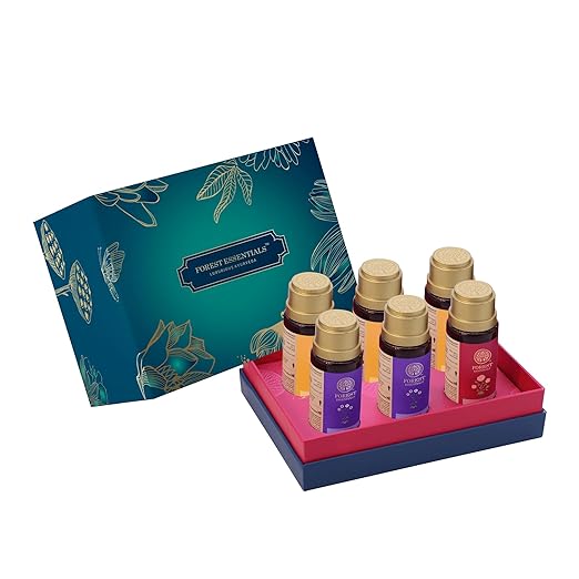Forest Essentials Mini Delights Gift Box | 6-Piece Gift Set for Face, Hair & Body | Ayurvedic Skincare Gifting for Women & Men | Ideal for a Birthday or Anniversary