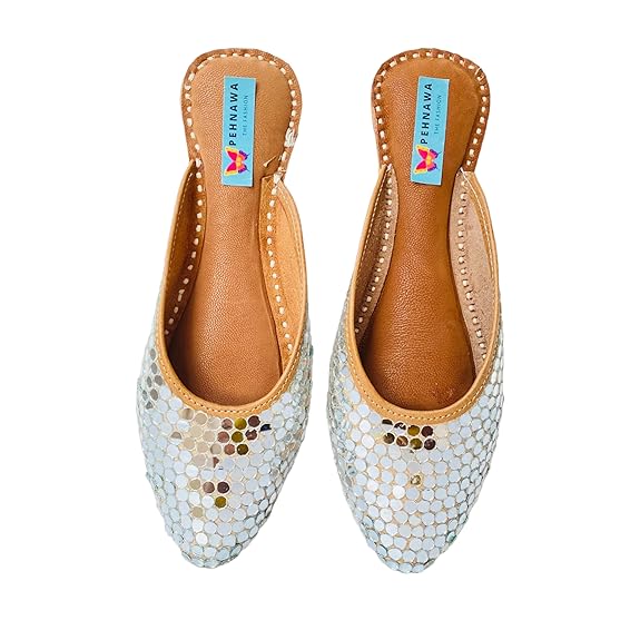 PehnawaCraft Diva Mirror Jutti Punjabi Half Jutti Jutti Bridal