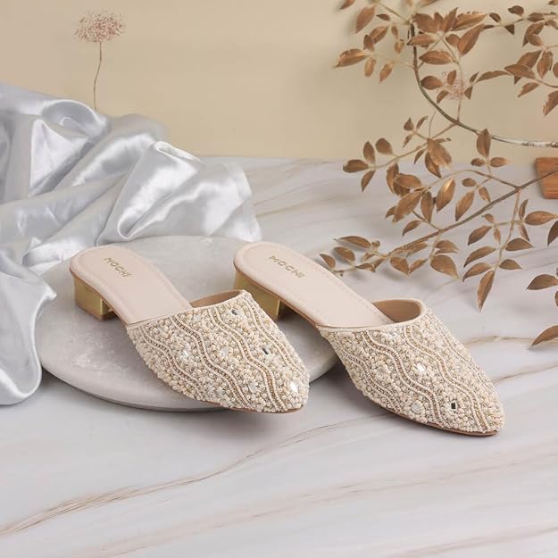 Mochi Women Embellished Ethnic/Wedding Slip-on Mule Shoes