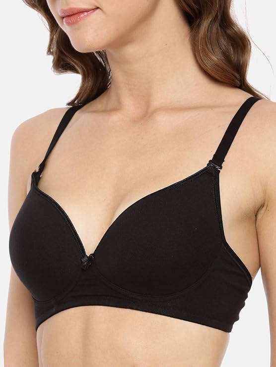 Macrowoman W-Series Women's Cotton Non-Padded Wire Free Modern T-Shirt Bra