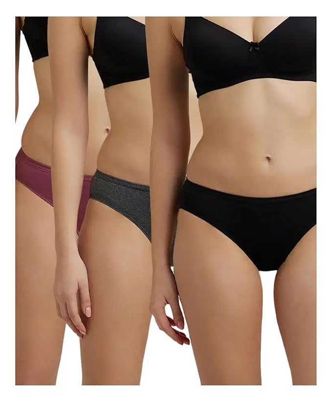 Jockey 1410 Women's Medium Coverage Super Combed Cotton Mid Waist Bikini with Concealed Waistband (Pack of 3_Colors & Prints May Vary)