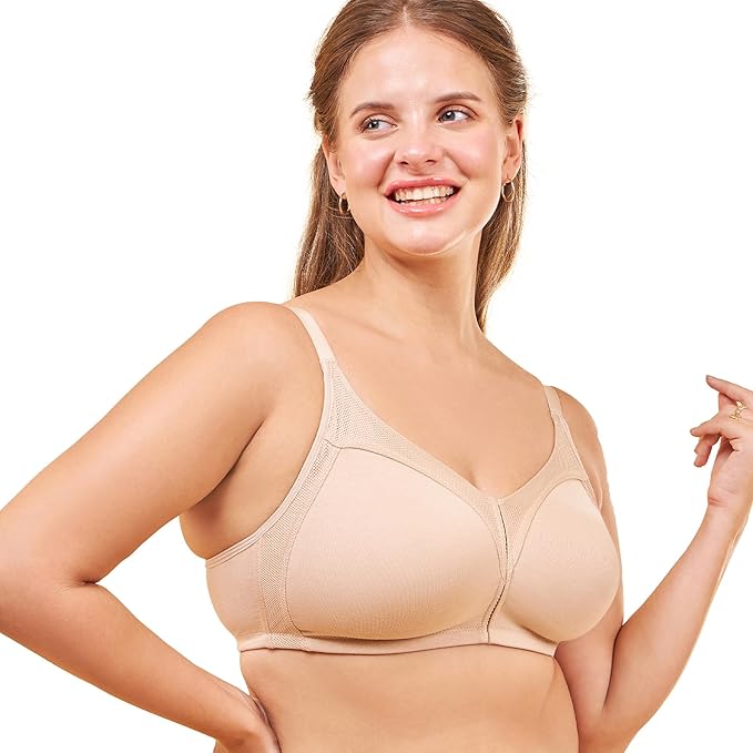 Enamor Innovations Fabcool Full Support Women's Everyday Full Figure Bra - Jiggle Control and Antimicrobial, Non-Padded, Wirefree, Full Coverage - AB75 (Available in Plus Sizes)