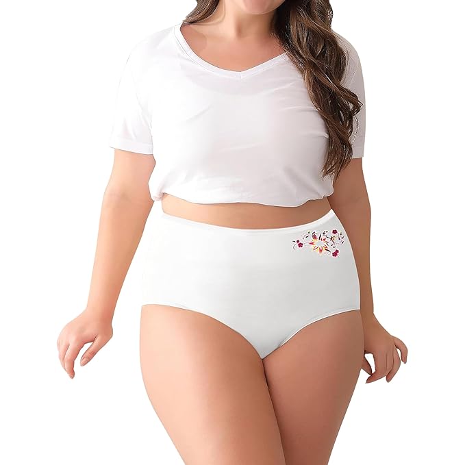 Pepperika Plus Size Pantie Set for Women High Waist Cotton Briefs Ladies Underwear Big Size Panties Combo