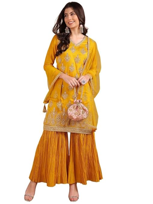 Vaamsi Women's Silk Blend Salwar Suit Set