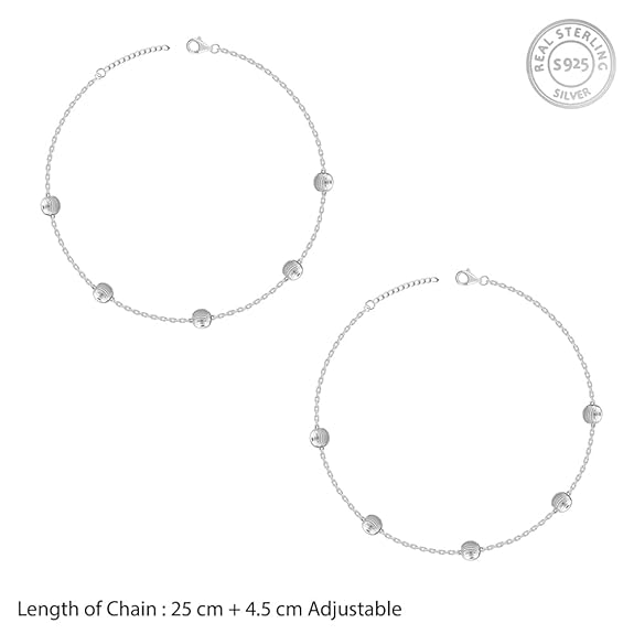 GIVA 925 Silver Bohemian Beaded Anklet,Single | Anklets for Women and Girls | With Certificate of Authenticity and 925 Stamp | 6 Months Warranty