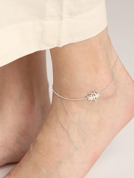 Clara 925 Sterling Silver Anklet Payal (Single) | Adjustable Chain | Gift for Women and Girls