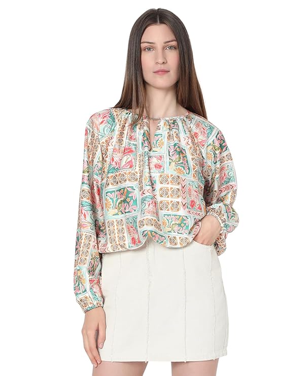 VERO MODA Women's Polyester Relaxed Fit T-Shirt