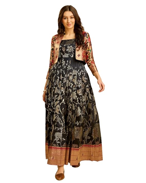 TASARIKA Women Soft Silk Banarasi Weaving Traditional Purple Gown