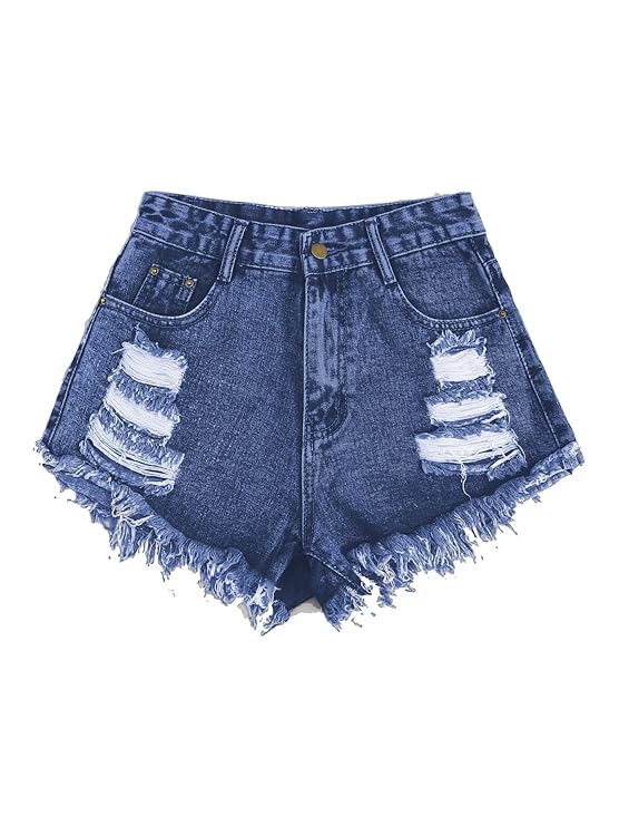 Aahwan Women's & Girls Solid Raw Hem Ripped Denim Shorts