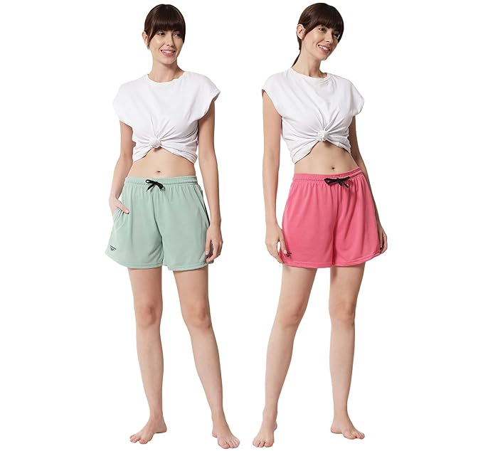Fflirtygo Women's Cotton Shorts | Shorts for Women Night Wear | Sports and Running Shorts for Women | Gym Workout and Yoga Shorts | Women Shorts | Regular Fit Shorts for Women Combo (Pack of 2)