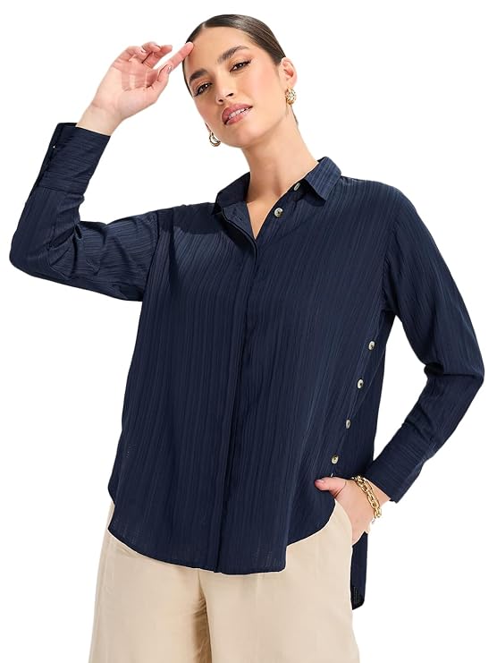 Styli Women's Solid Regular Fit Shirt