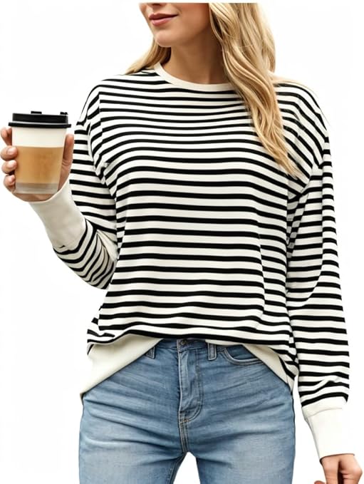MACK JONNEY Women Striped T-Shirt || T-Shirt for Women || Full Sleeve T Shirt || T-Shirt-MACK640620