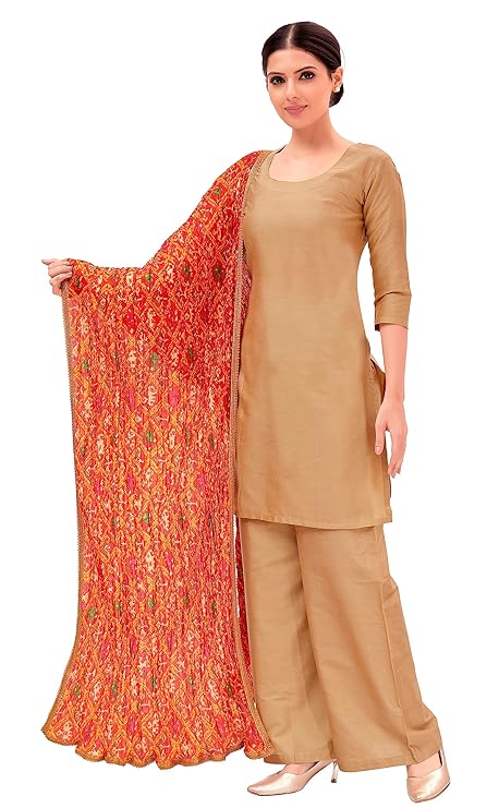 Studio Shringaar Women's Vegan Silk Crushed Patola Elephant Print Dupatta(42