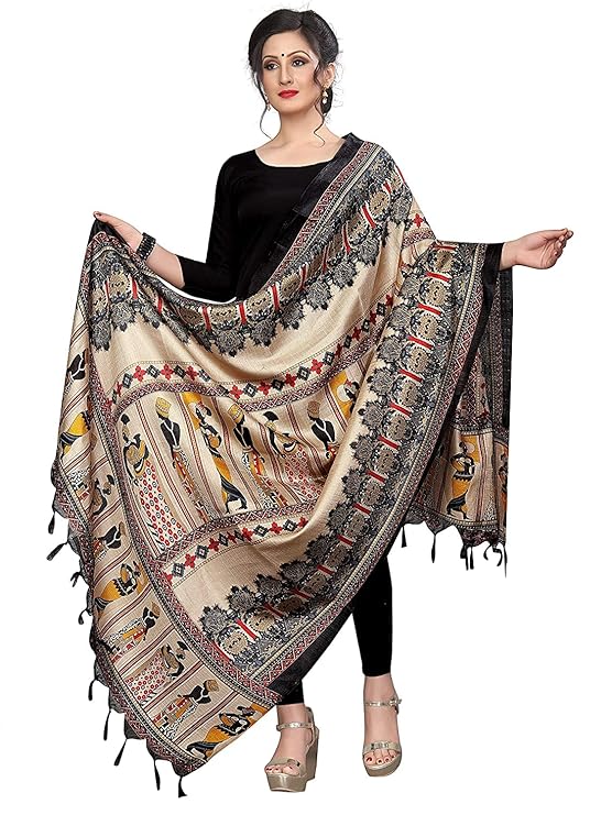 KEMZA Women's Printed Cotton Silk Dupatta