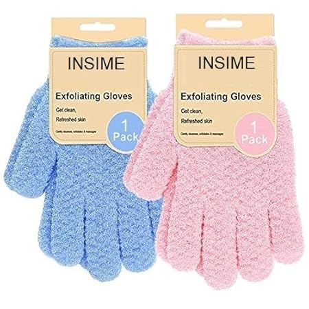 INSIME Premium Skin exfoliating Shower body gloves for bathing (2 pairs) 