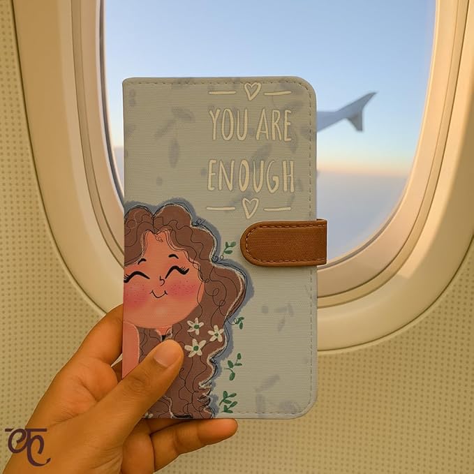 Kalankit Women Faux Leather Wallet | Stylish Printed Bi-Fold Long Wallet & Purse Handbag | Clutch For Daily Use | You Are Enough, Blue