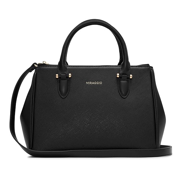 Miraggio Blair Solid Structured Handbag with Adjustable and Detachable Sling Strap for Women | Satchel Bag For Women | Stylish Ladies Purse